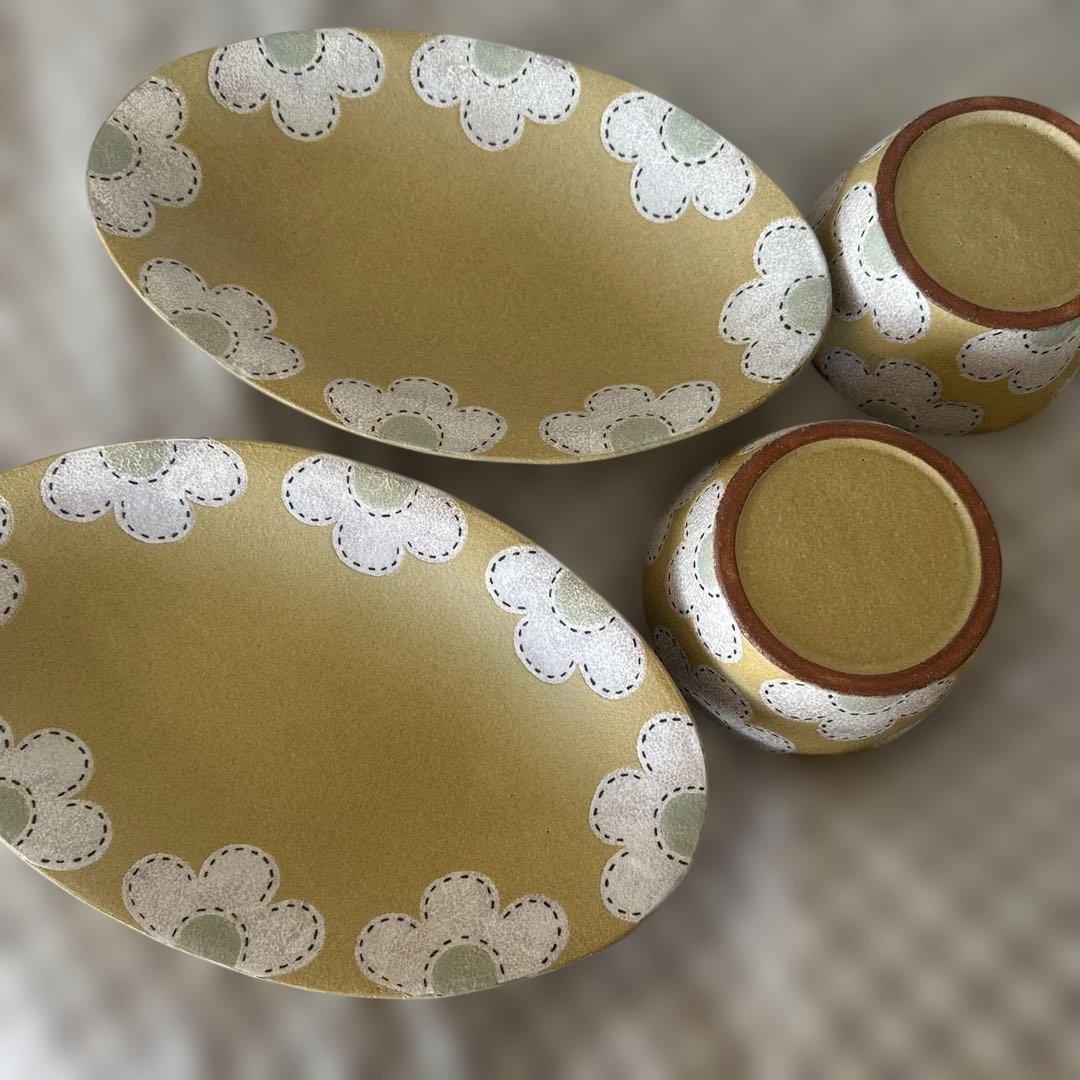 三ッ持啓　ボウルとオーバル皿のセット