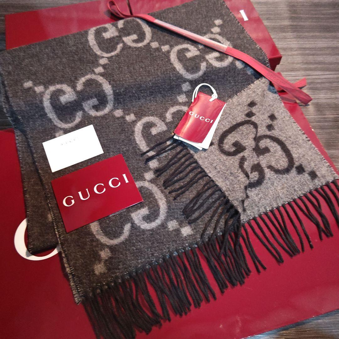 ❤新品箱袋付き❤定価約15万❤GUCCI マフラー ショール　カシミア100％黒