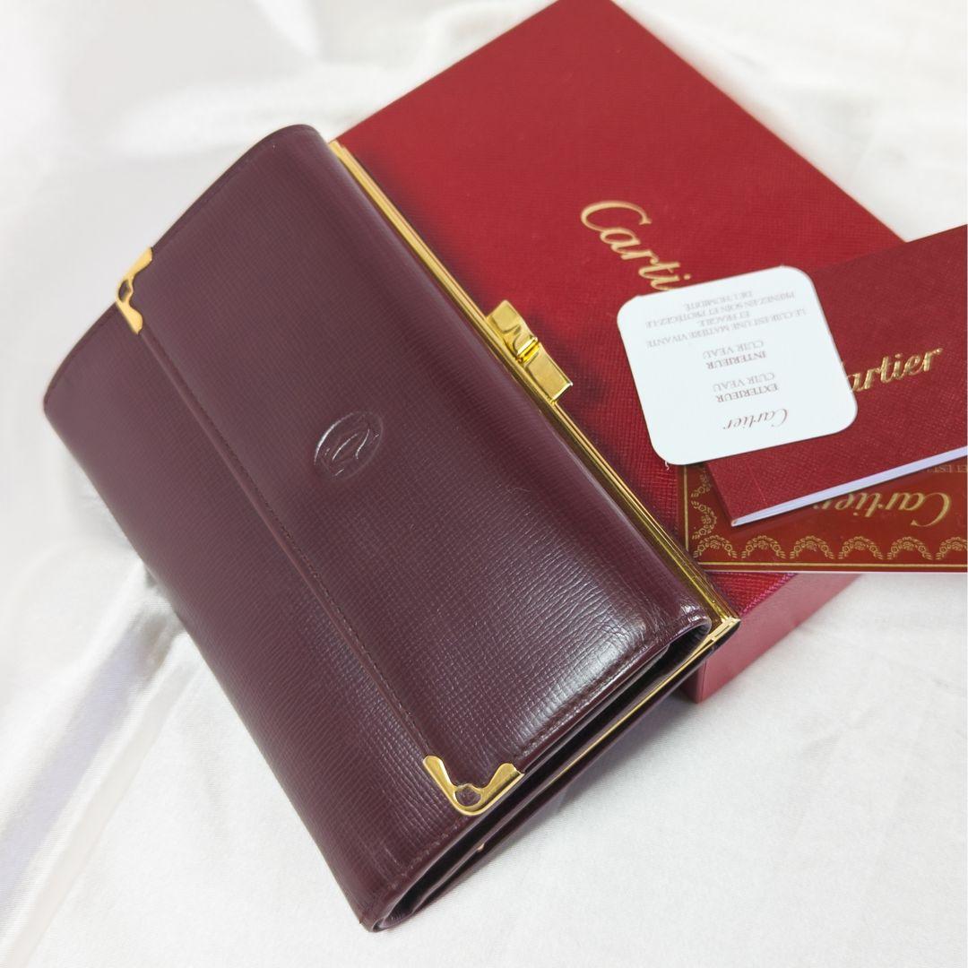 【極美品】 カルティエ　三つ折り財布 がま口 コンパクトウォレット 付属品完備