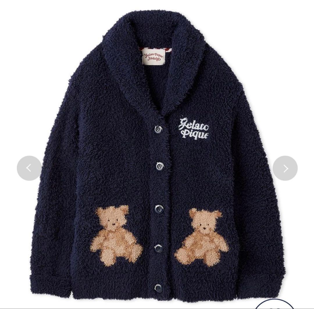 ジェラートピケ ホリデー スノーベア カーディガン ネイビー フリー ジェラピケ
