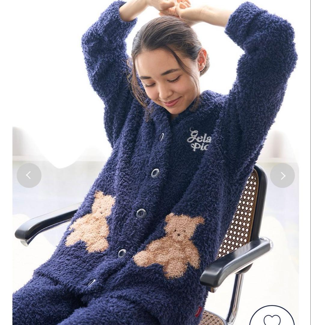 ジェラートピケ ホリデー スノーベア カーディガン ネイビー フリー ジェラピケ