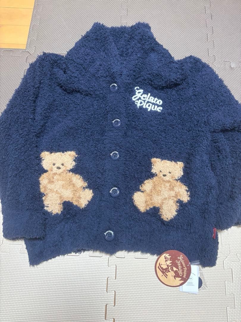 ジェラートピケ ホリデー スノーベア カーディガン ネイビー フリー ジェラピケ