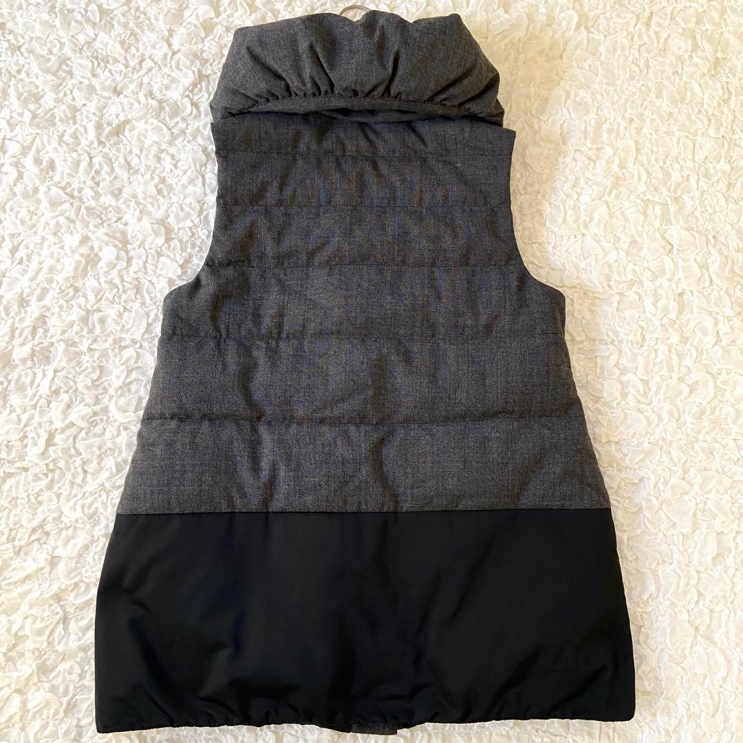 ウールカシミヤダウンベスト♡マーレンダム♡バイカラー♡40♡黒♡グレー♡2way