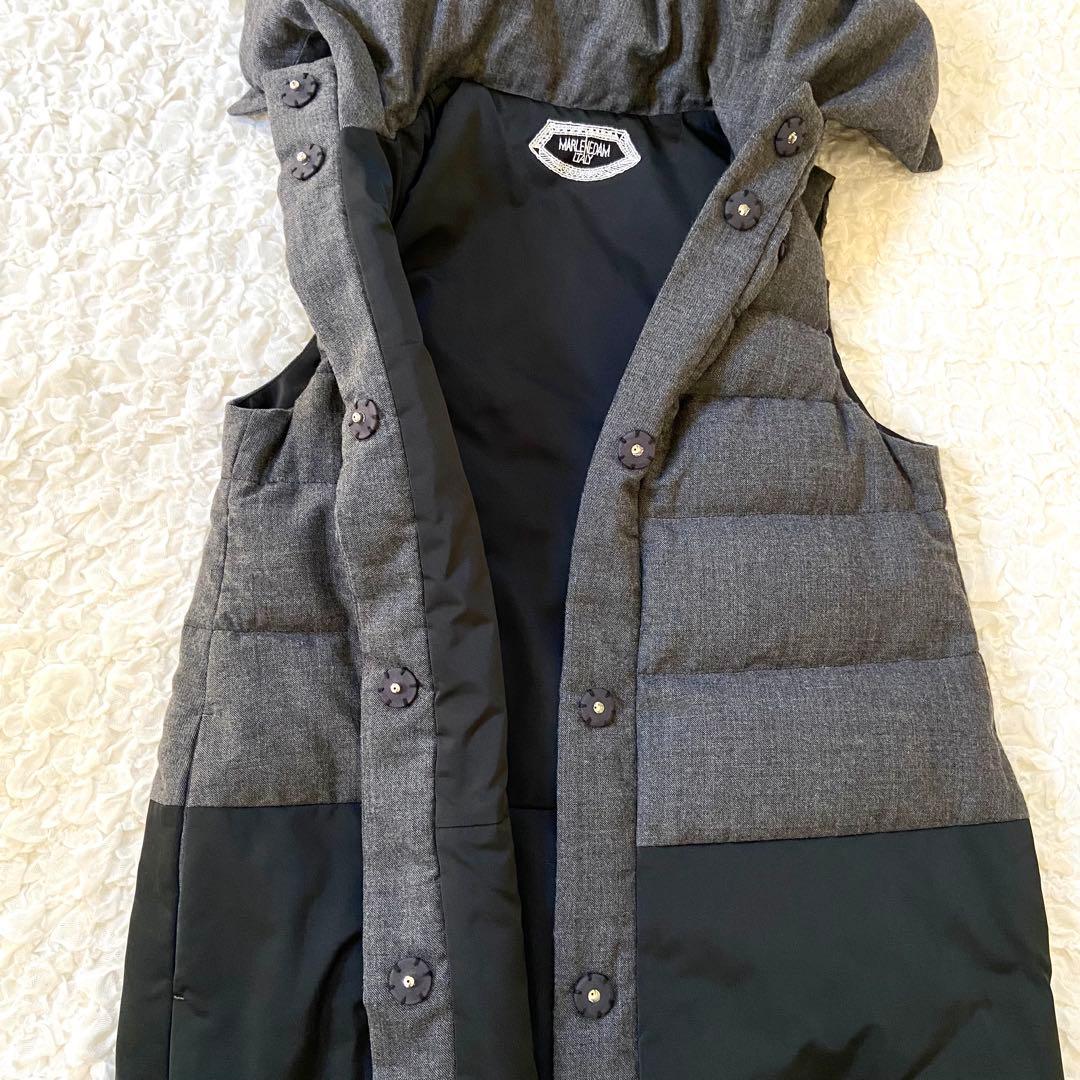 ウールカシミヤダウンベスト♡マーレンダム♡バイカラー♡40♡黒♡グレー♡2way