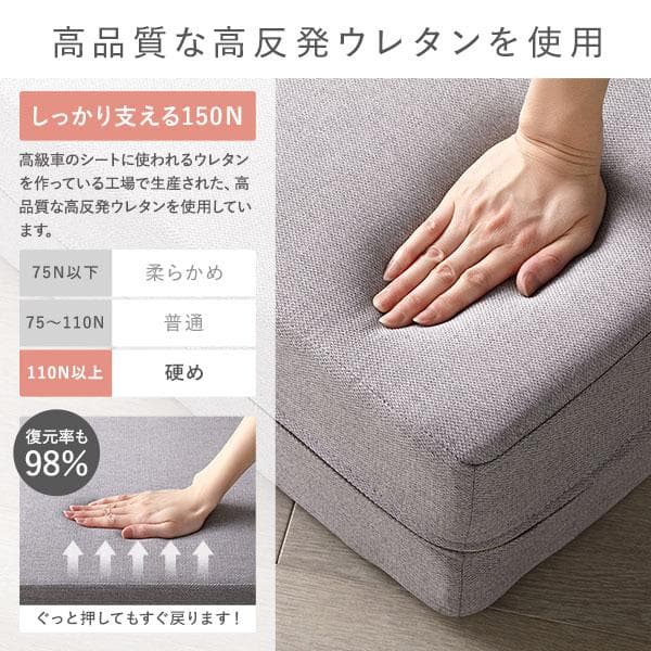 ソファ ベッド 2人掛けダークグレー 洗えるカバー 高反発ウレタンソファーベッド