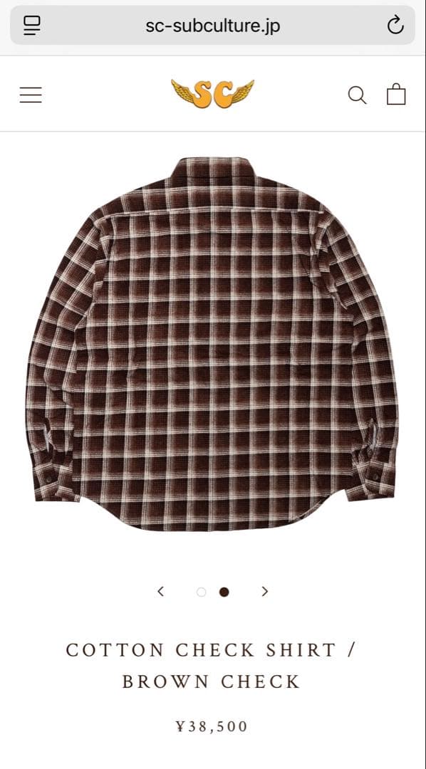 サブカルチャー　COTTON CHECK SHIRT / BROWN 3