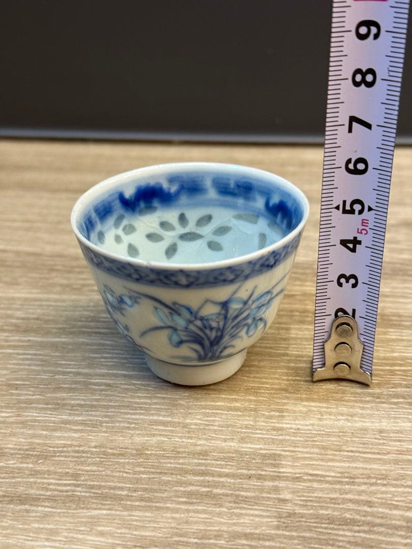 1521 中国骨董　康熙年製銘　染付青花湯呑　3客　時代物