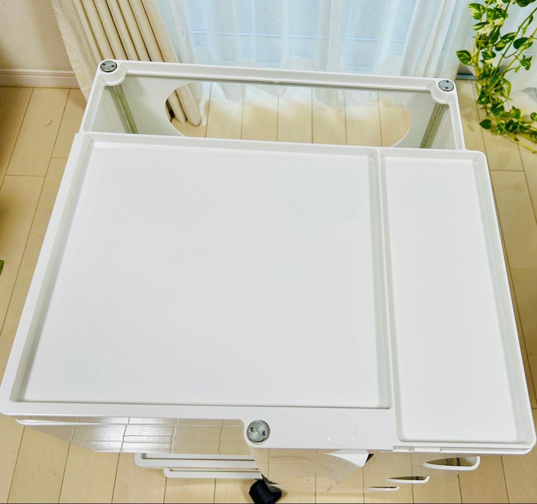 GWセール!!極美品 ビーライン ボビーワゴン3段2トレイ ホワイト収納ワゴン