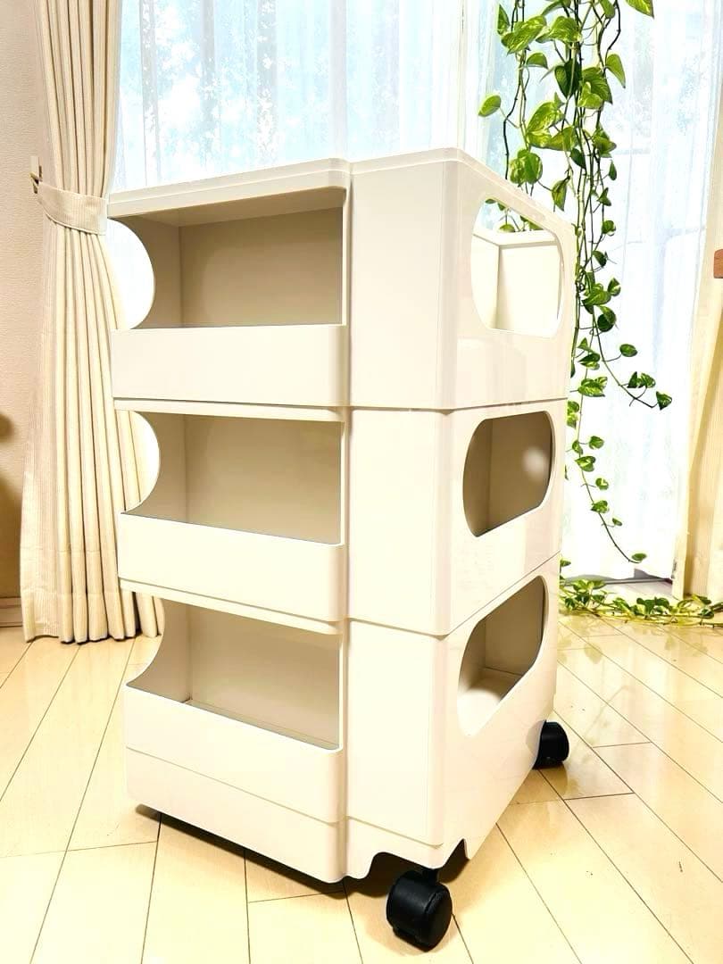 GWセール!!極美品 ビーライン ボビーワゴン3段2トレイ ホワイト収納ワゴン