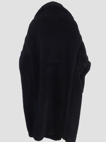 マックスマーラアルパカシルクウールテディベアアイコンコート■白タグＭ黒ブラック