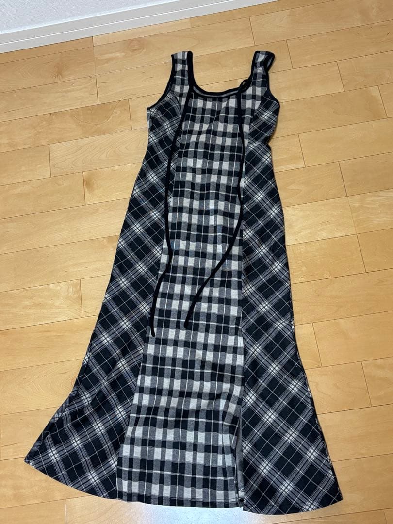 NOMAE シャギーボレロロングチェックワンピース