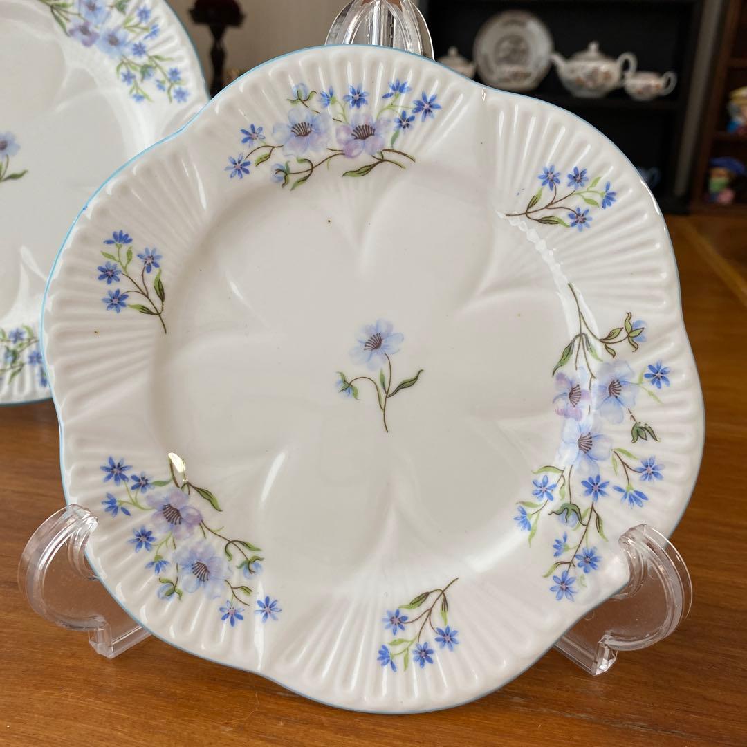 シェリー　ブルーロック　カップ　ソーサー　プレート2枚　カルテット