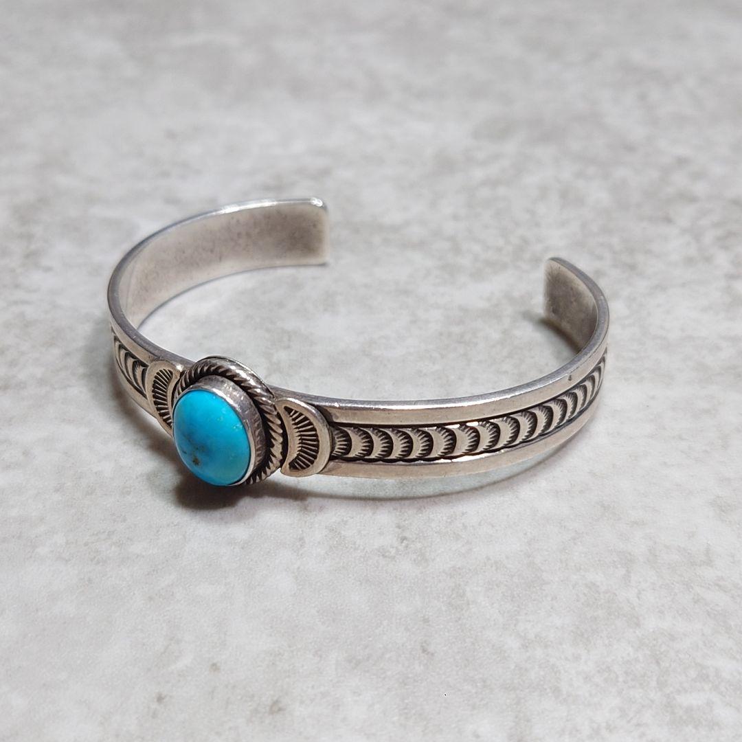 NAVAJO N.NEZ ターコイズバングル アップリケ SILVER925