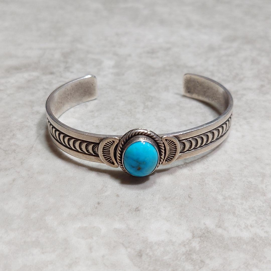 NAVAJO N.NEZ ターコイズバングル アップリケ SILVER925