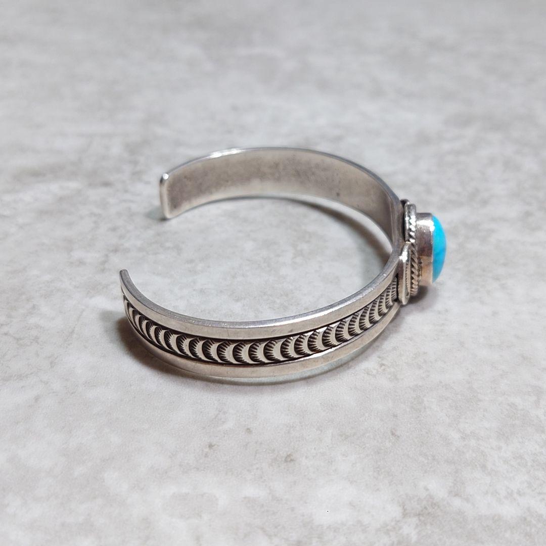 NAVAJO N.NEZ ターコイズバングル アップリケ SILVER925