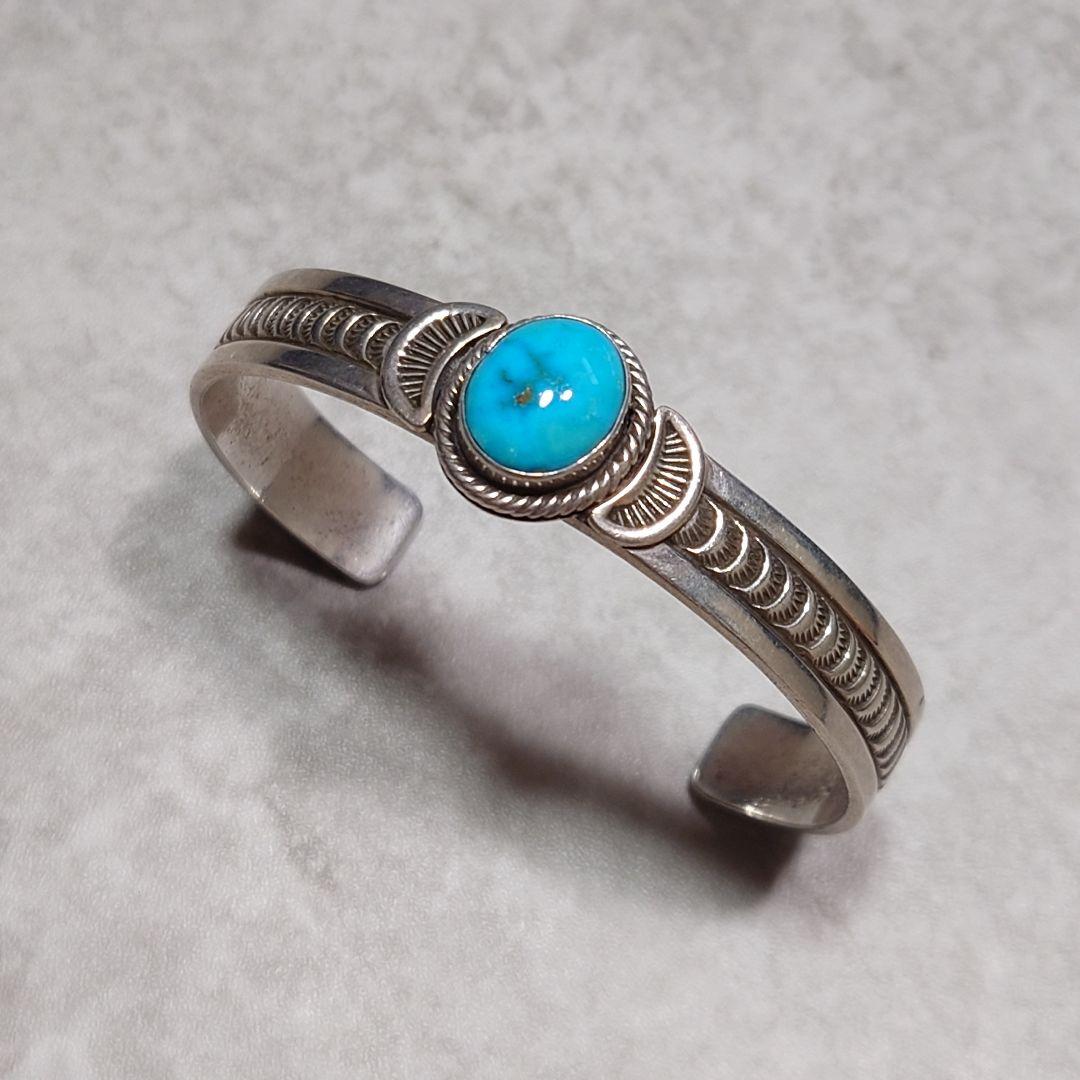 NAVAJO N.NEZ ターコイズバングル アップリケ SILVER925