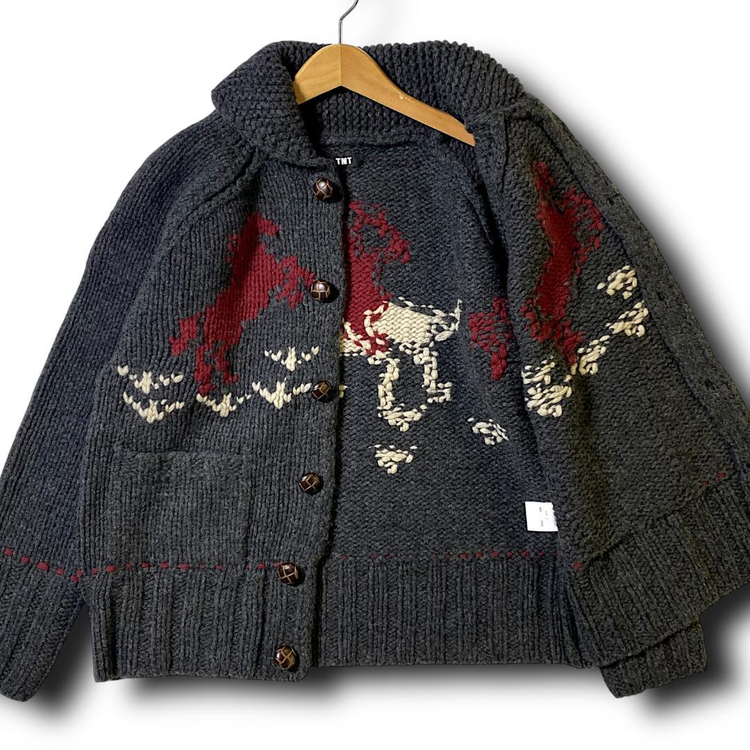 M 定価6600円 TMT カウチンニット カーディガン ニットブルゾン 黒