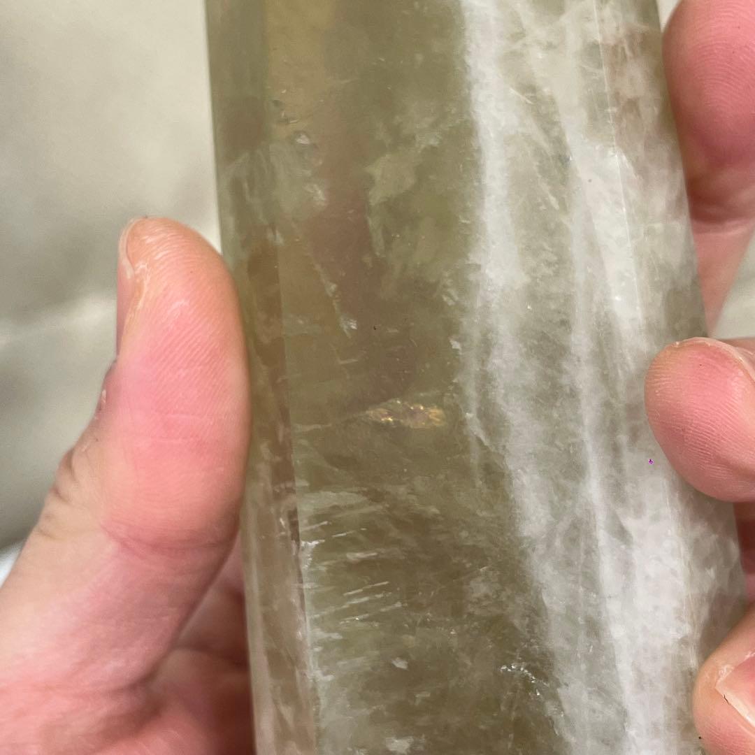 【天然石】大サイズ　シトリン　タワー　ポイント　六角柱　台座付き