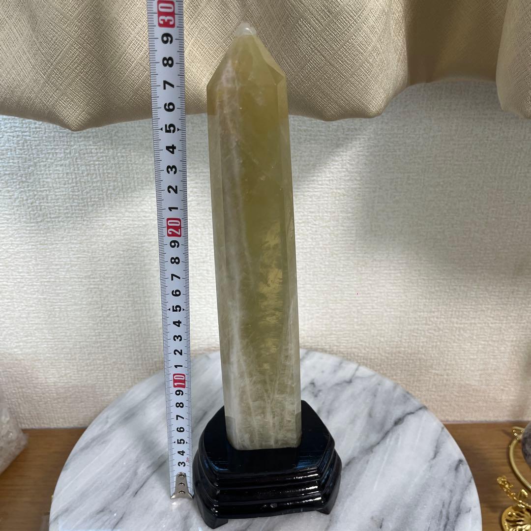 【天然石】大サイズ　シトリン　タワー　ポイント　六角柱　台座付き