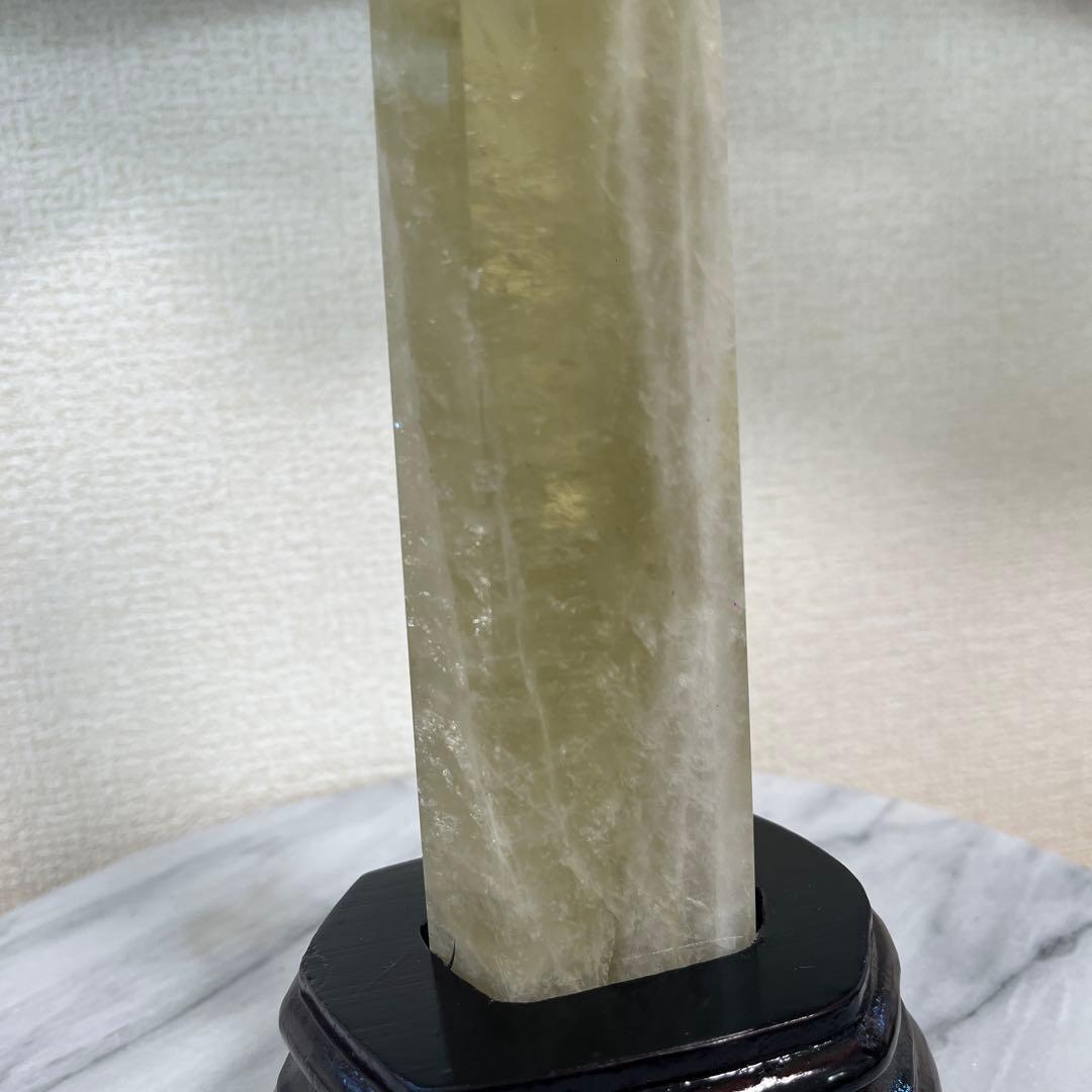 【天然石】大サイズ　シトリン　タワー　ポイント　六角柱　台座付き