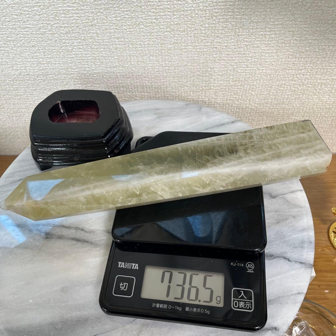 【天然石】大サイズ　シトリン　タワー　ポイント　六角柱　台座付き