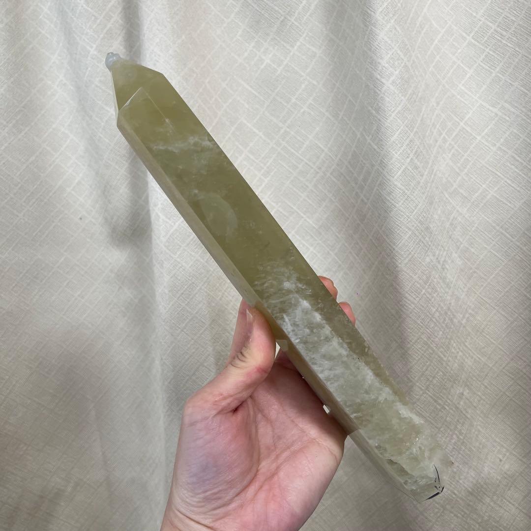 【天然石】大サイズ　シトリン　タワー　ポイント　六角柱　台座付き