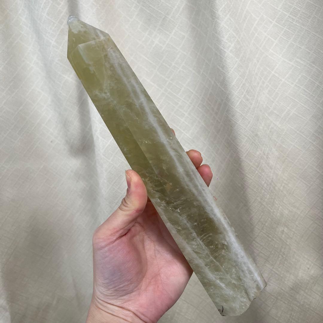 【天然石】大サイズ　シトリン　タワー　ポイント　六角柱　台座付き