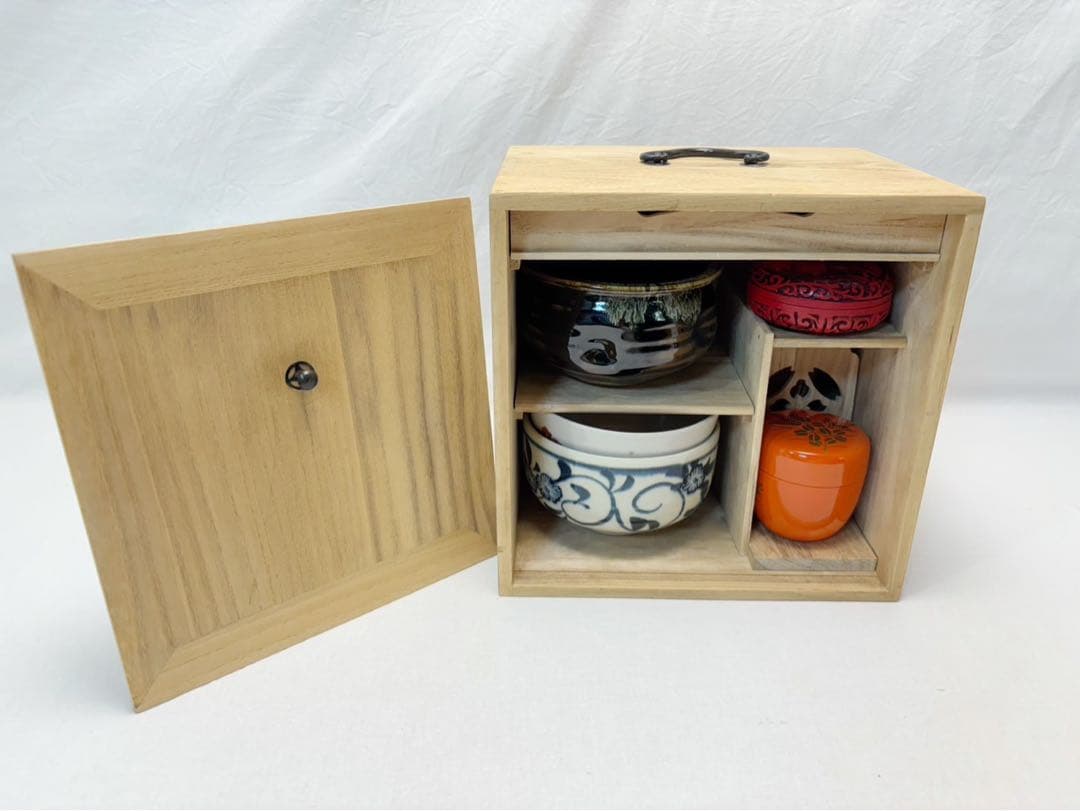 茶道具 桐 短冊箱 茶箱揃 茶箱 九点セット 茶道具一式 持ち運び 野点