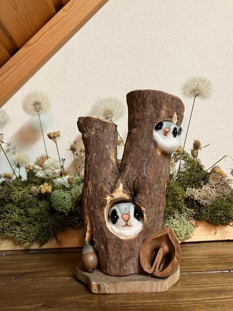 羊毛フェルト　エゾモモンガ(親子)