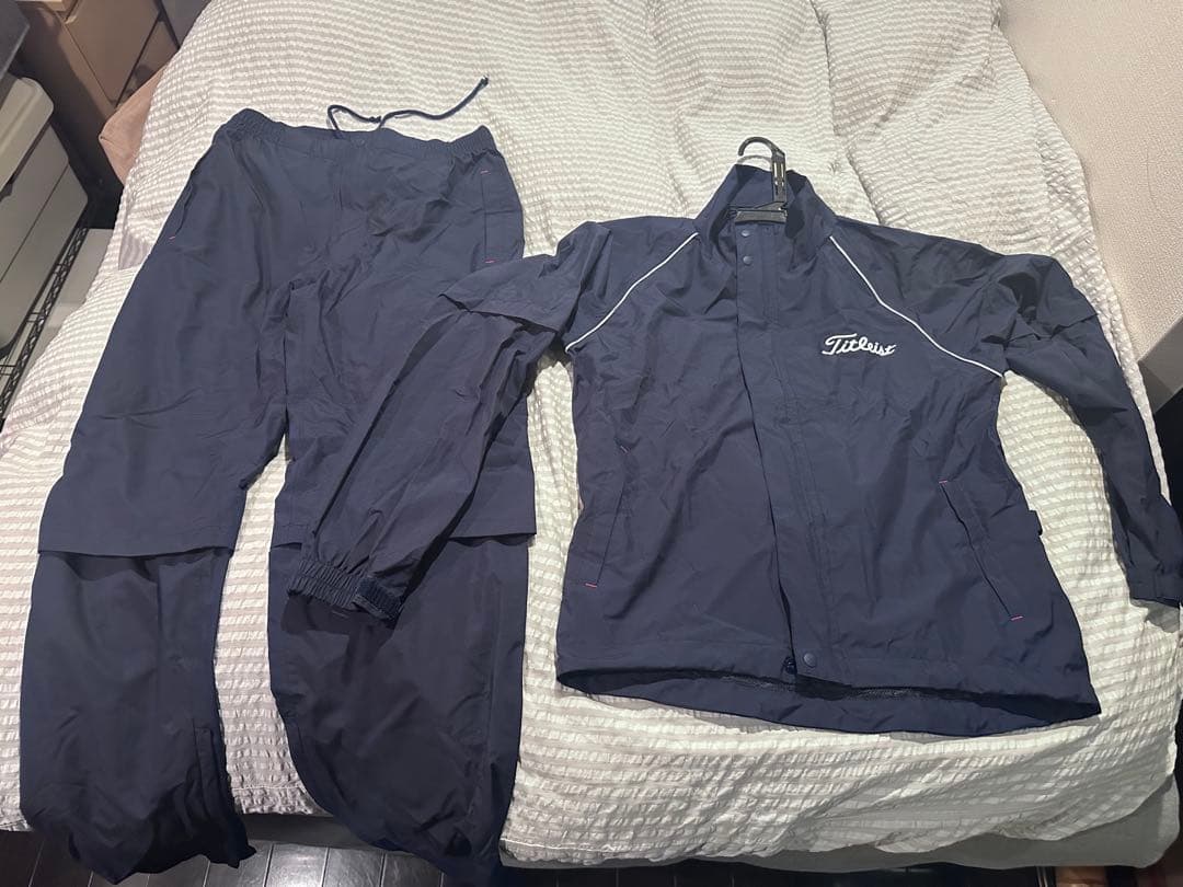 Titleist ネイビー キャディバッグ ポーチ レインウェア3点セット