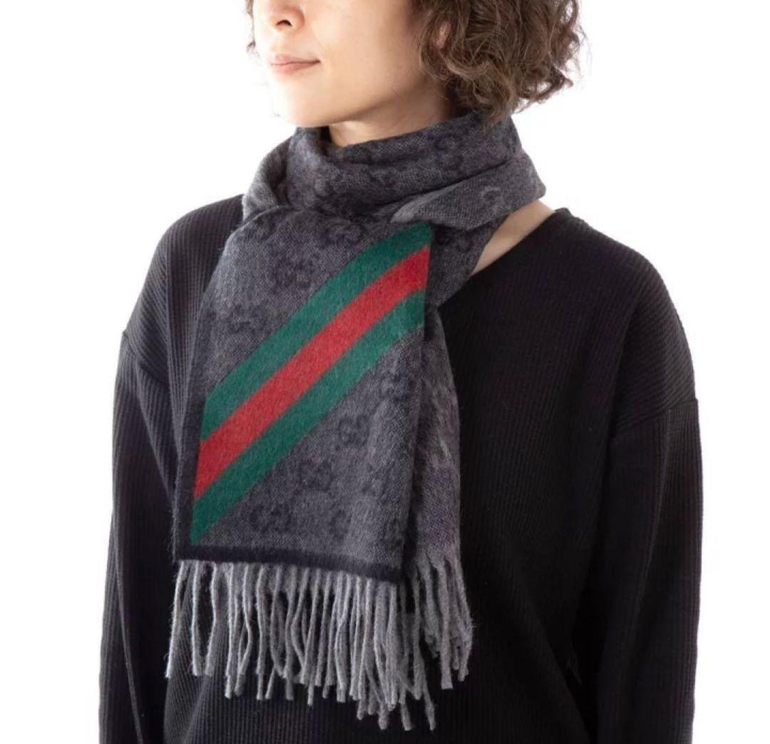 ❤新品箱袋付き❤ GUCCI マフラー ストールショール スカーフ❤黒アルパカ❤