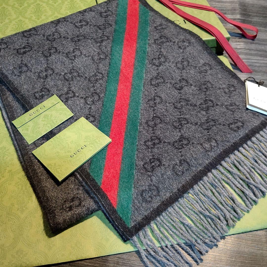 ❤新品箱袋付き❤ GUCCI マフラー ストールショール スカーフ❤黒アルパカ❤