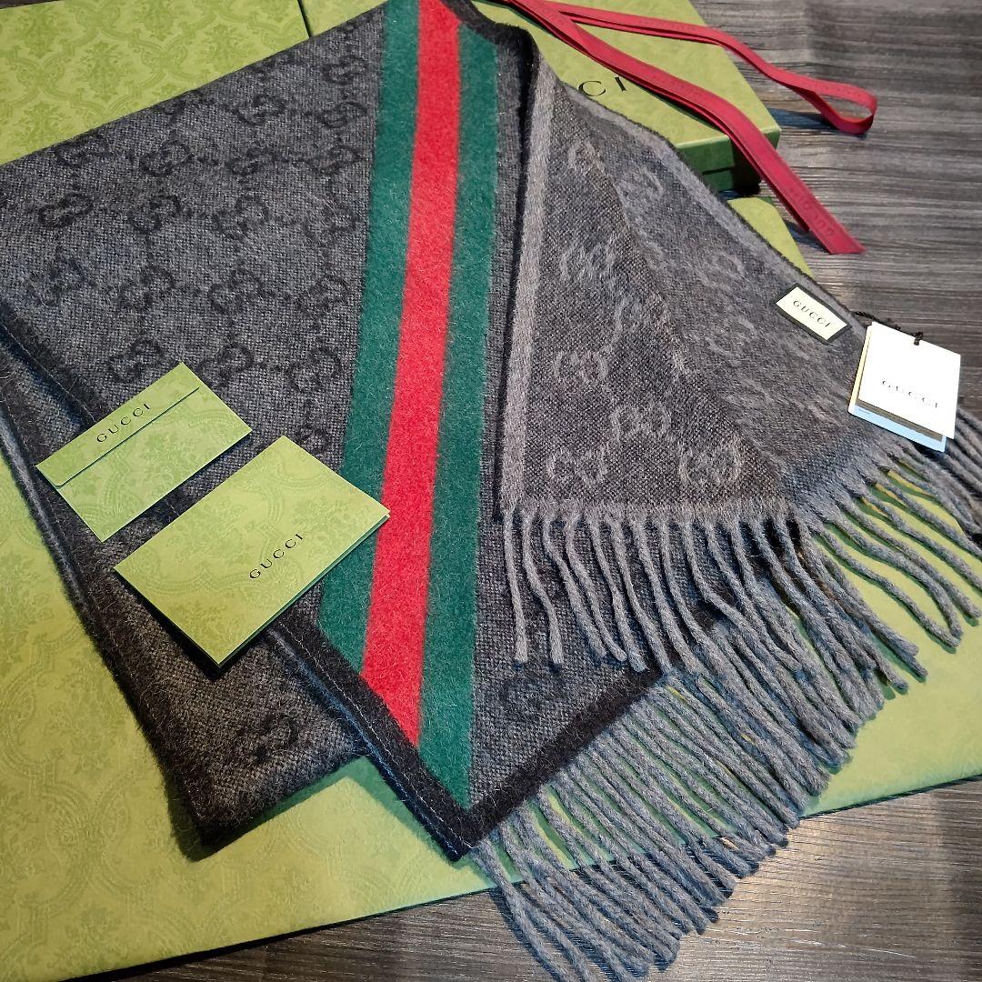 ❤新品箱袋付き❤ GUCCI マフラー ストールショール スカーフ❤黒アルパカ❤