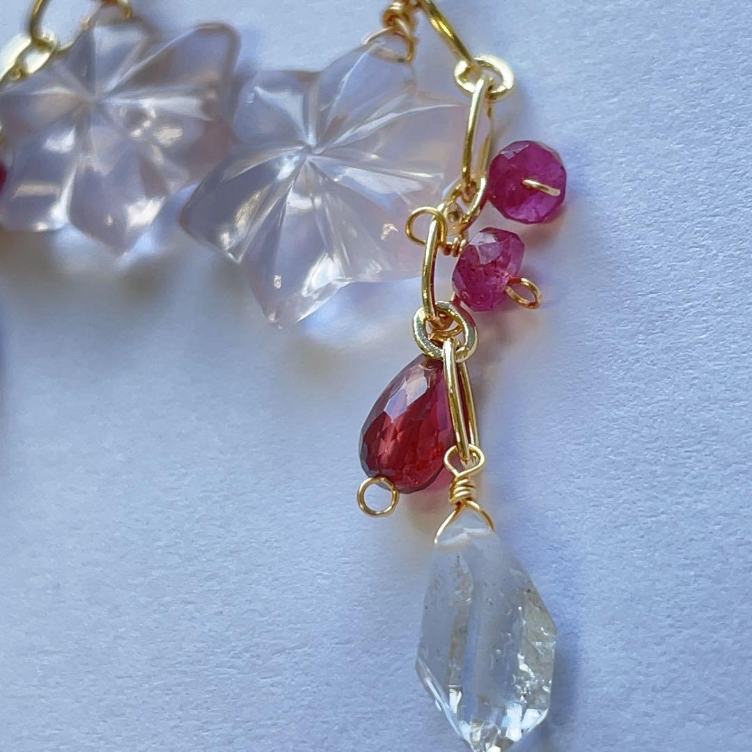 おまとめです！14kgf ローズクォーツとハーキマーのピアス