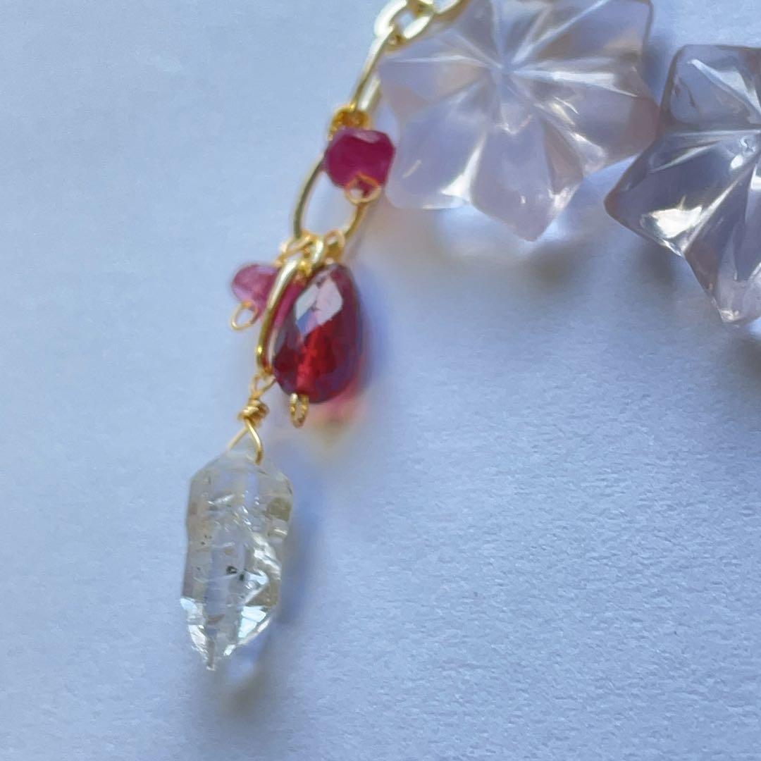 おまとめです！14kgf ローズクォーツとハーキマーのピアス