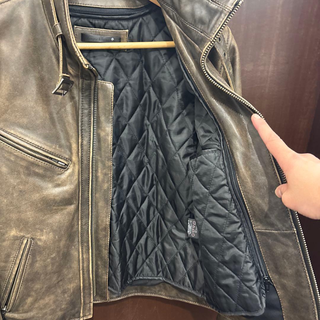 レザーライダースジャケット Lサイズ ブラウン