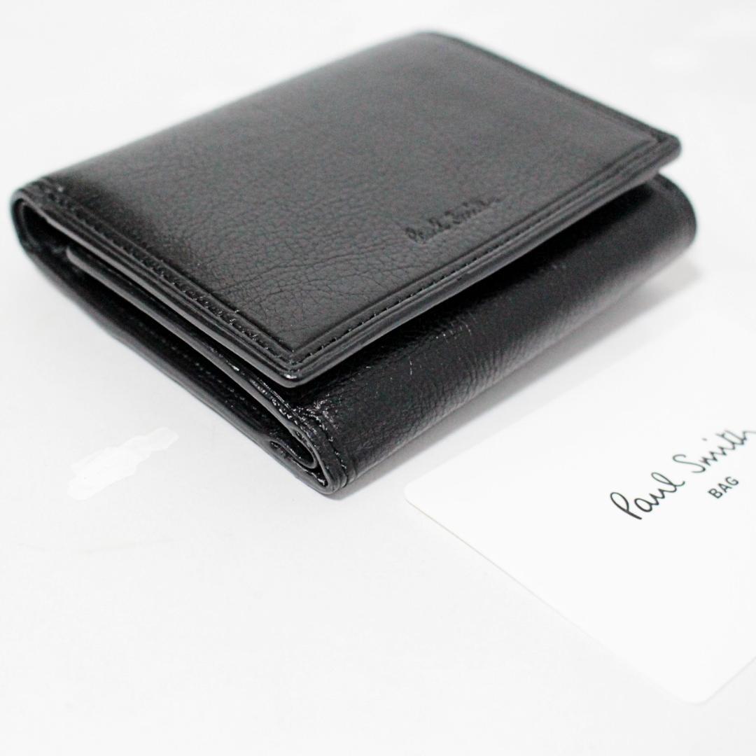 新品 ポールスミス ストライプライニング フラッグドゥードゥル レザー三つ折財布
