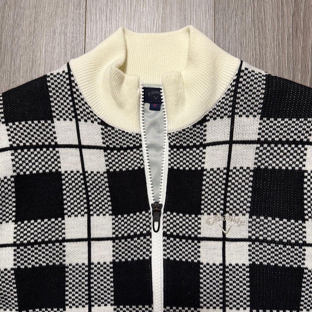 【美品】キャロウェイ callaway チェック柄ニットブルゾン Mサイズ