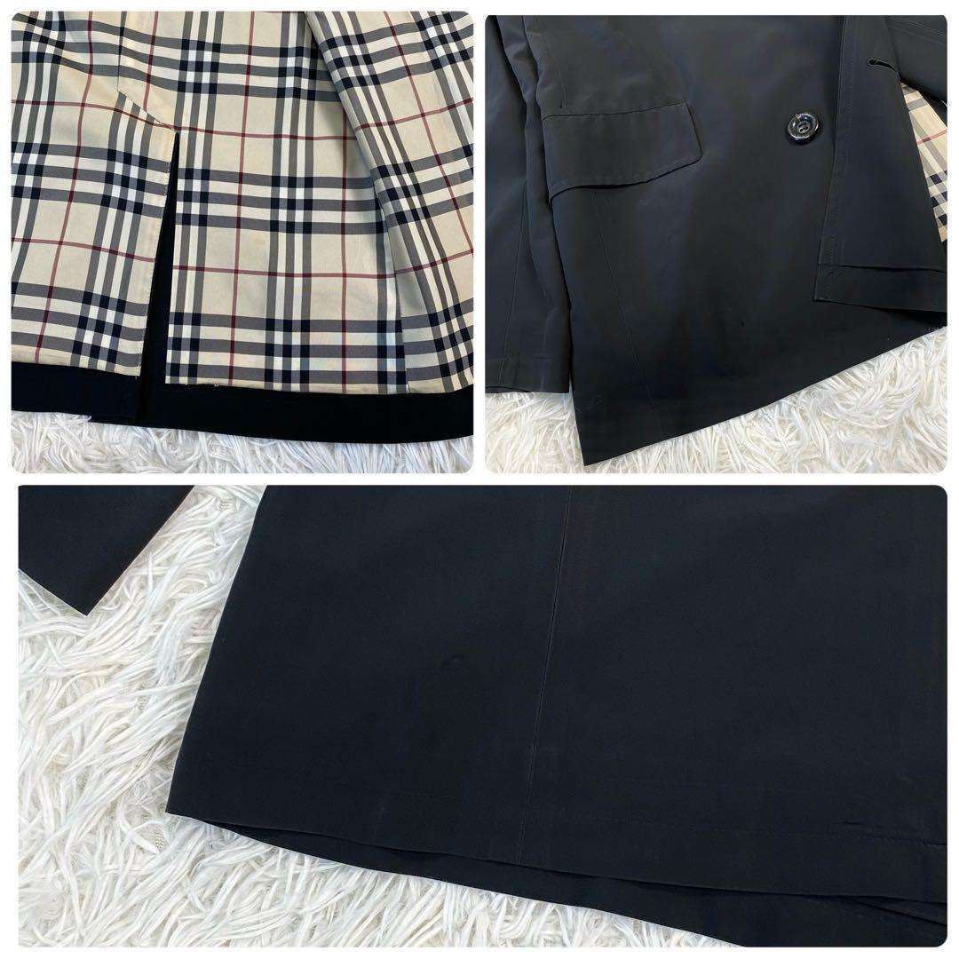 バーバリーロンドン✨トレンチコート チェスター イタリア製生地 ノバチェック 黒
