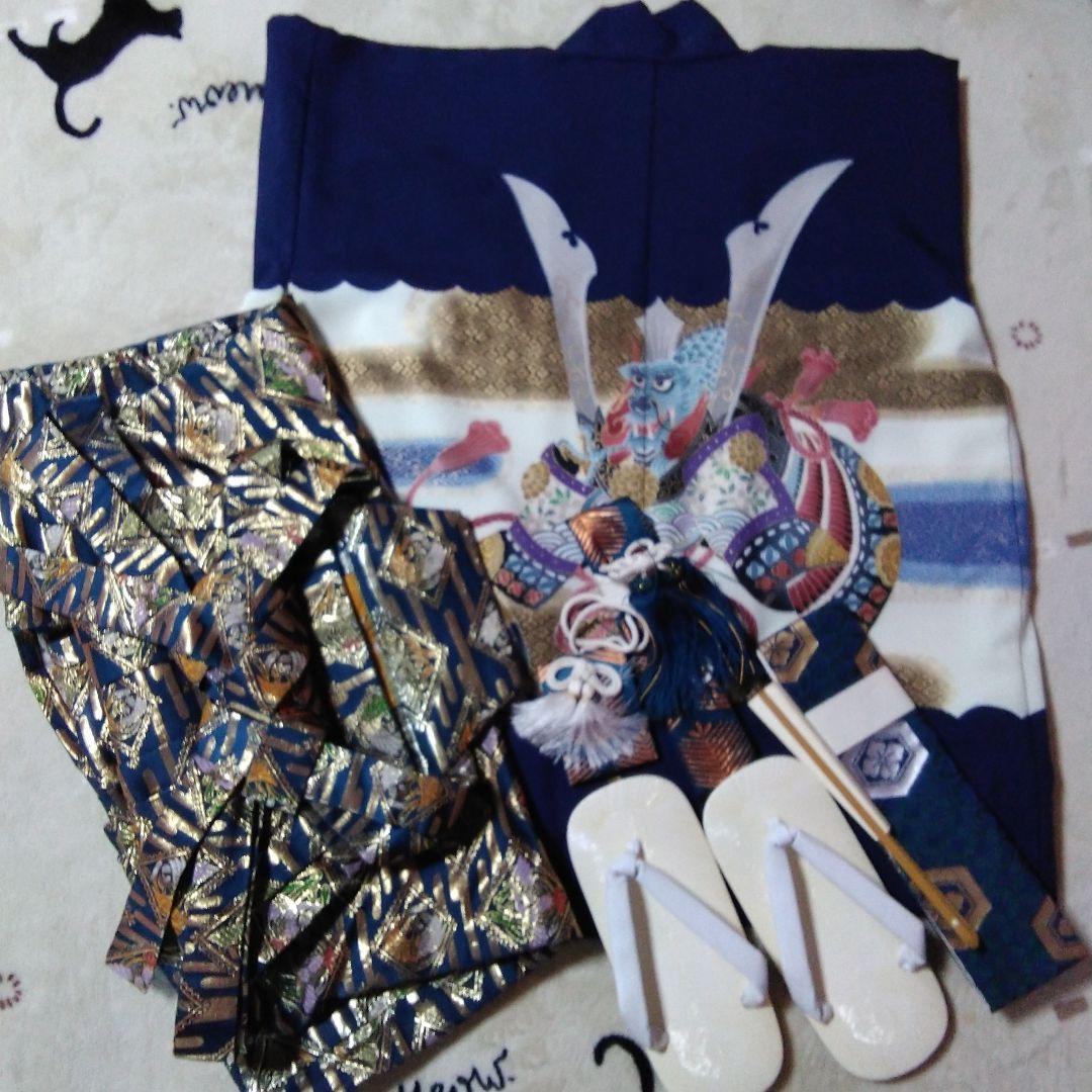 男の子用・5歳向け・化繊・袴と着物のセット