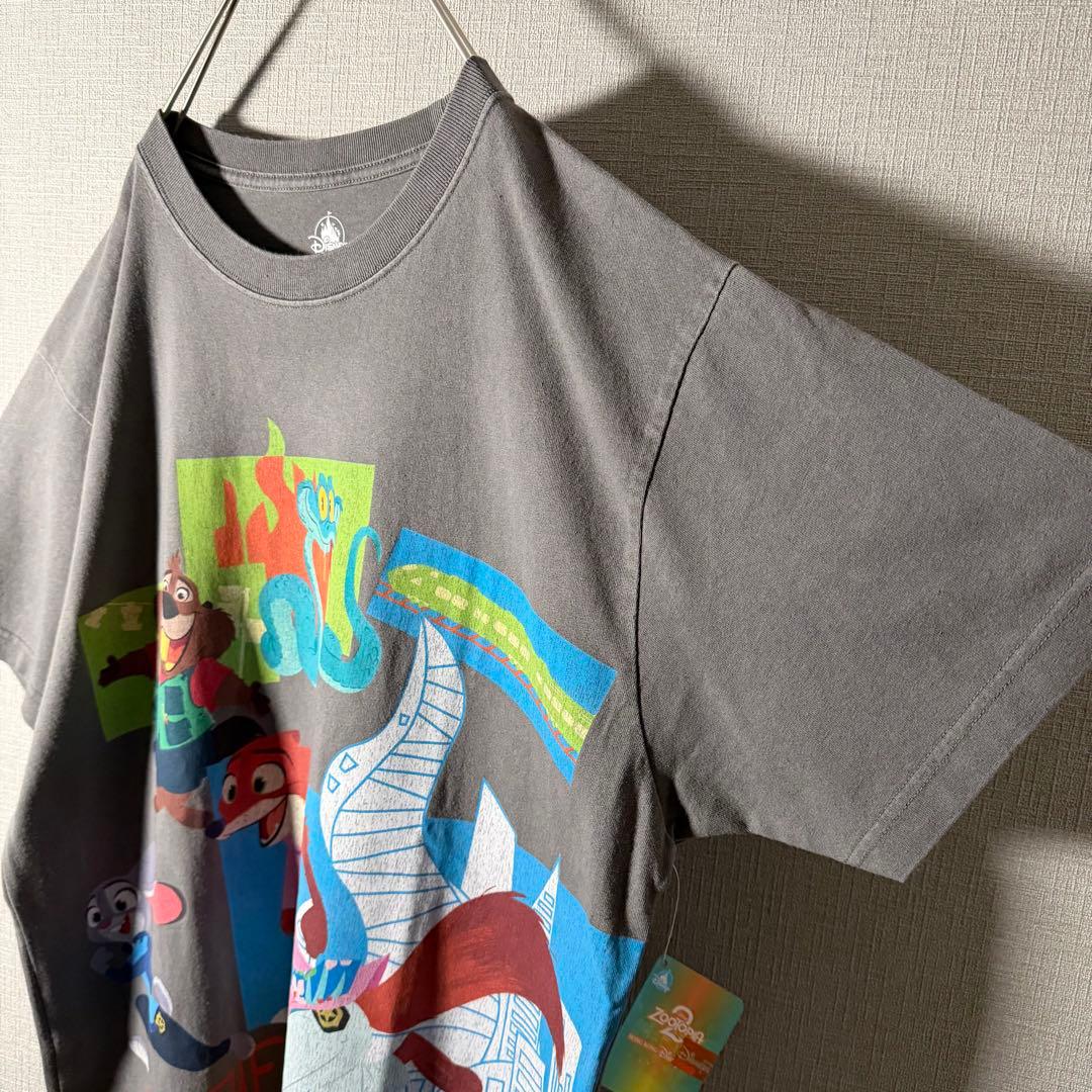 香港ディズニー限定★ズートピア2 ビッグロゴTシャツ Disney グレー XL