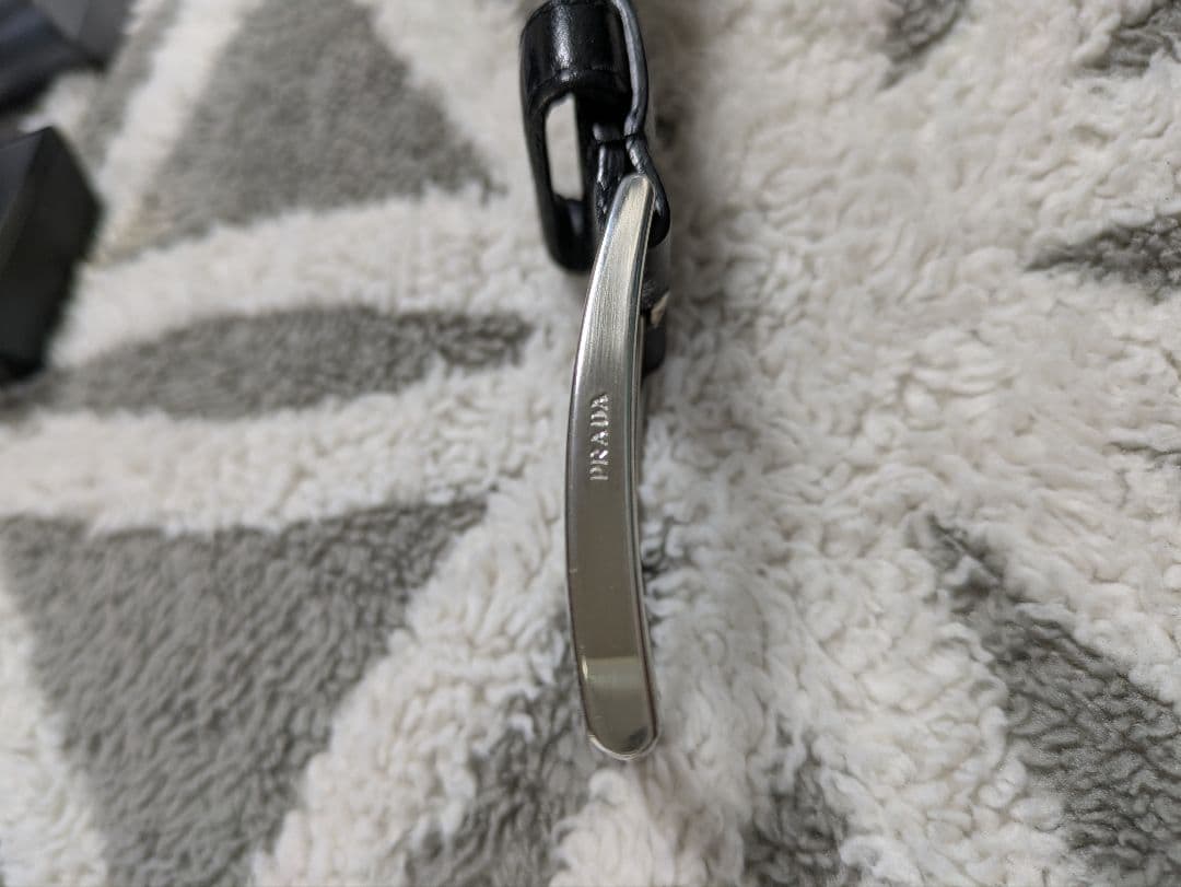 【PRADA】プラダ ブラック サフィアーノ　レザー ベルト 85