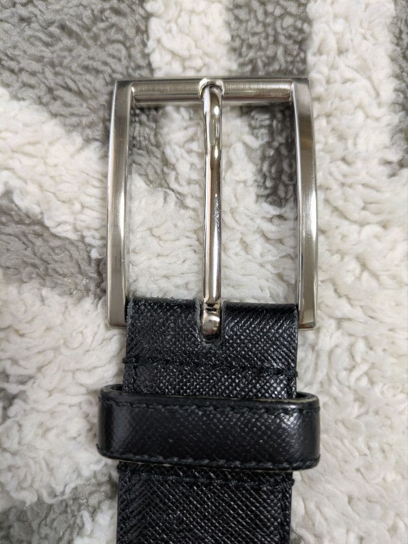 【PRADA】プラダ ブラック サフィアーノ　レザー ベルト 85