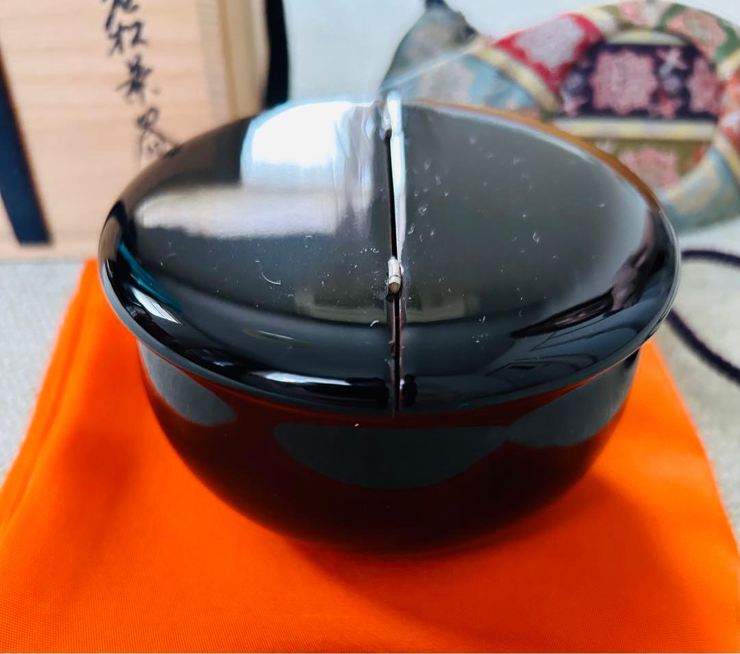 未使用品　輪島塗　老松茶入　仕服セット