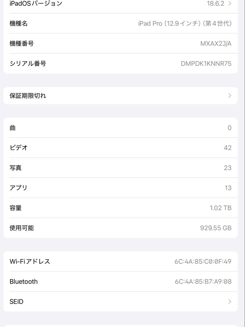 iPad本体 Apple iPad Pro 12.9 1 7 41 WiFi 1TB