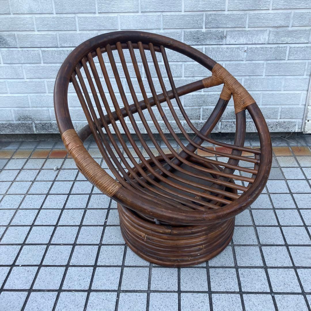 ①アジアンレトロ 回転式ラタンチェア ラウンドソファ エッグチェア アームチェア