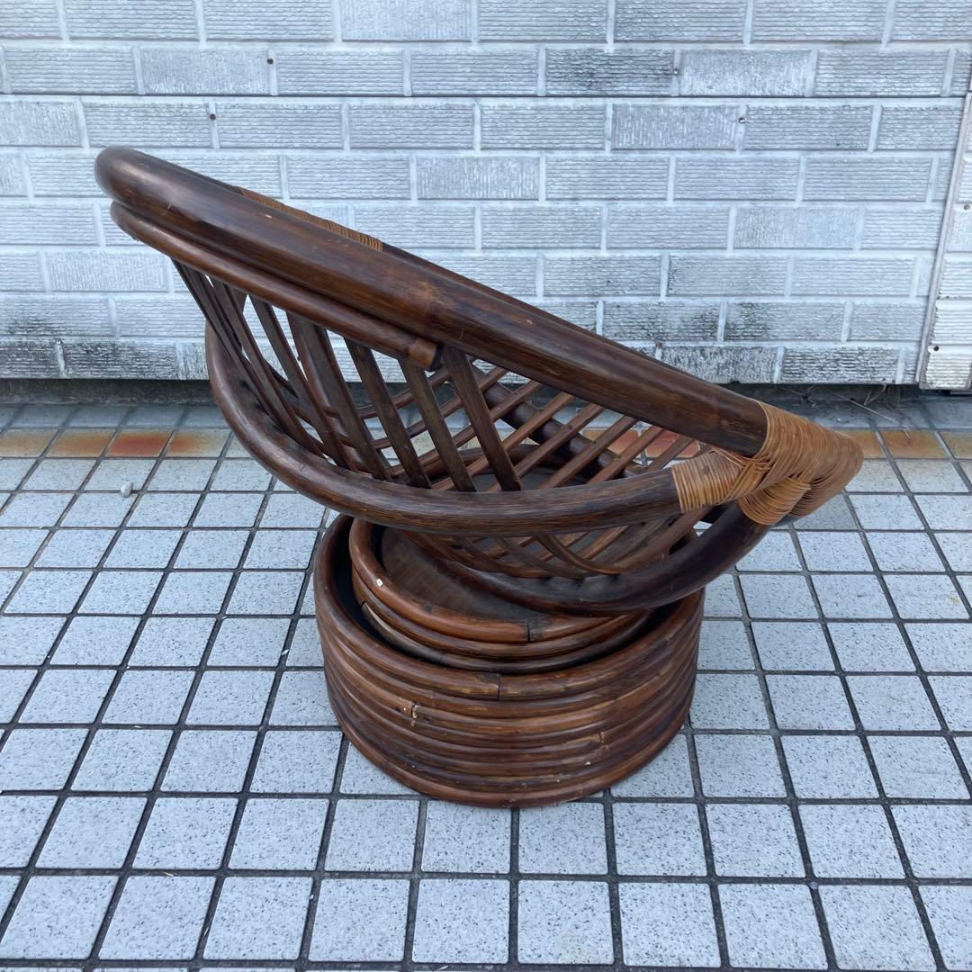 ①アジアンレトロ 回転式ラタンチェア ラウンドソファ エッグチェア アームチェア