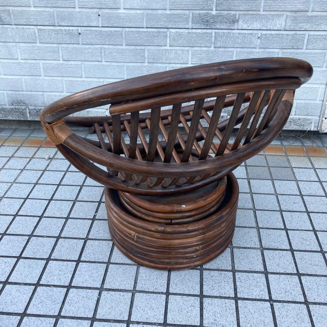 ①アジアンレトロ 回転式ラタンチェア ラウンドソファ エッグチェア アームチェア