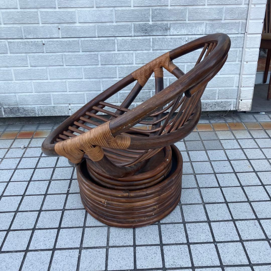 ①アジアンレトロ 回転式ラタンチェア ラウンドソファ エッグチェア アームチェア