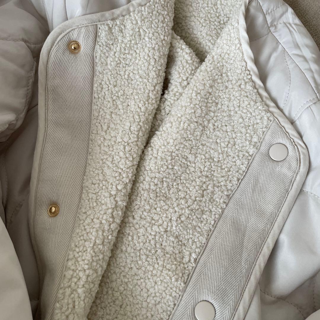 オンワード・ホワイト キルティング ロングコート